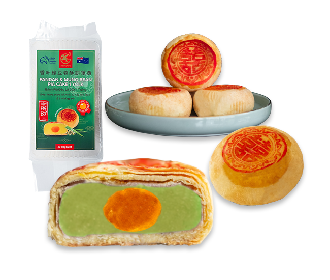 Classic Large Pandan &amp; Mung Bean Pia Cakes